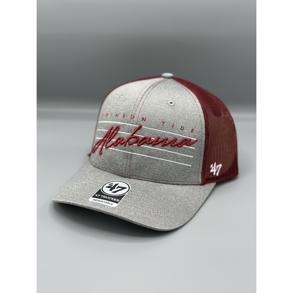 Alabama Crimson Tide NCAA '47 Brand Grey Maroon Adjustable Snapback Trucker New